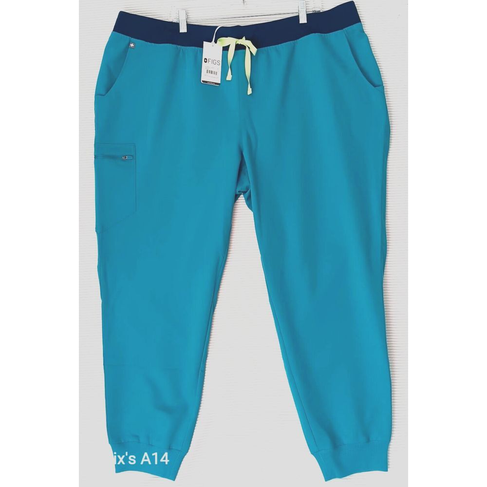Figs Women's Zamora Jogger Scrub Pants Size 4XlLT Pockets Pull On Green Medical
